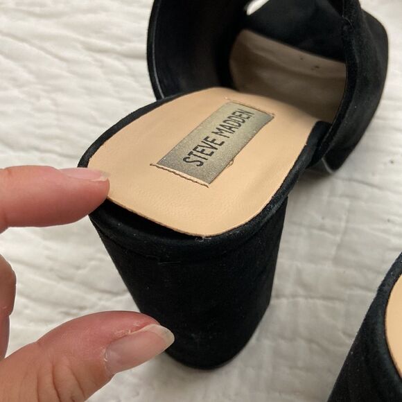 Steve Madden Tavish Black Leather Suede High Heels size 8.5 - Picture 5 of 8